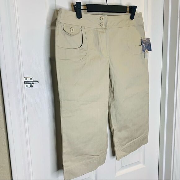 Hillard & Hanson Opal Beige Rolled Cuff Capris Size 8 Petite - Picture 3 of 10